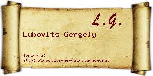 Lubovits Gergely névjegykártya